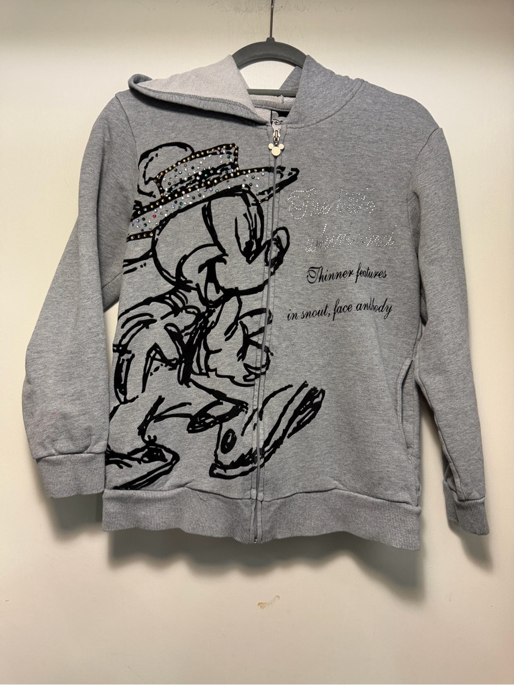 Disney Cozy Gray Hooded Zip-Up with Mickey Logo Size Medium